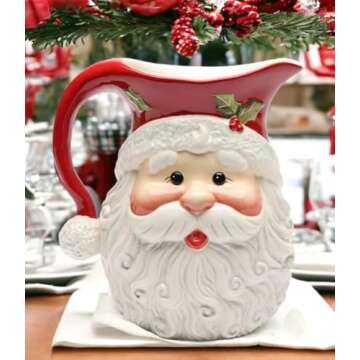 Cosmos Gifts 10636DB Fine Ceramic I Believe: Christmas Santa Pitcher, 8"H