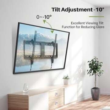 USX MOUNT UL Listed TV Wall Mount Tilting Brackets for Most 37"-90" Flat Curved Screen TVs with Max VESA 600x400mm, Weight Capacity 132lbs, Low Profile Space Saving for 16", 24" Stud