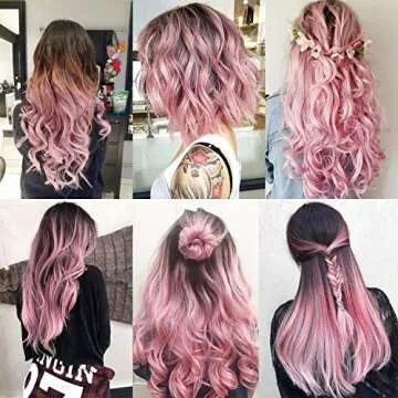 TOFAFA 22 Inch Colored Hair Extensions, Multi-colors Party Highlights Clip in Synthetic Hair Extensions for Girls Women Kids Favor Gift(10 PCS Light Pink)