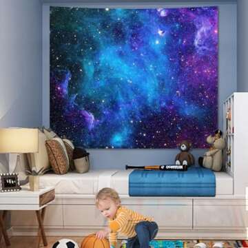 Apdidl Galaxy Tapestry for Bedroom Aesthetic Space Blue Night Starry Sky Stars Universe Tapestry Mys...