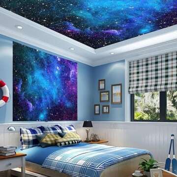 Apdidl Galaxy Tapestry for Bedroom Aesthetic Space Blue Night Starry Sky Stars Universe Tapestry Mysterious Nebula Wall Hanging Backdrop Room Decor for Bedroom Living Room (51'' x 60'')