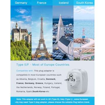 VINTAR 2 Pack Type E/F Germany European Travel Adapter with USB Charging