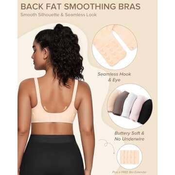 Vertvie Womens Wireless Bras No Underwire Push Up Bra Seamless Supportive Full Coverage Everyday Bras Regular and Plus Size(Nude,Medium)