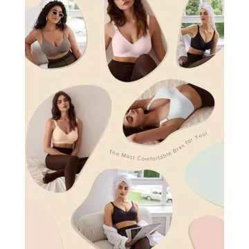 Vertvie Womens Wireless Bras No Underwire Push Up Bra Seamless Supportive Full Coverage Everyday Bras Regular and Plus Size(Nude,Medium)