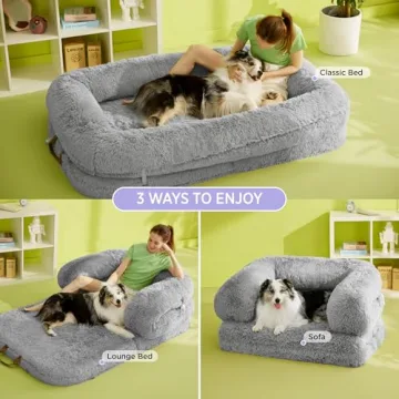 LE SURE Foldable Human Dog Bed - 3 in 1 Flexible Giant Human Dog Bed for Adult People with Supportiv...