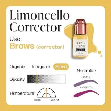 Perma Blend Limoncello Yellow Corrector Eyebrow Tattoo Ink Pigment, Professional Brow Tattoo Microbl...