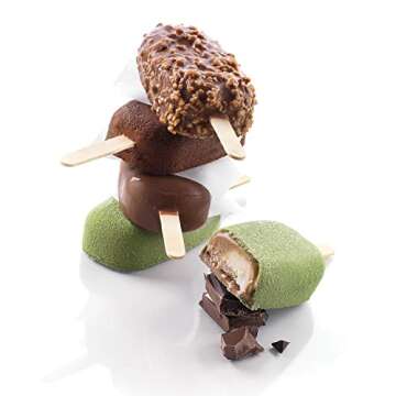 Silikomart Silicone Easy Cream Mini Ice Cream Bar Mold Set, Classic