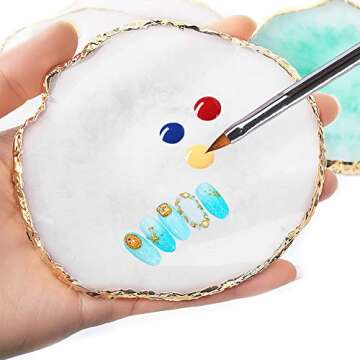 AUOCATTAIL Nail Art Design Tools - 15pcs Painting Brushes Set with 5pcs 2-way Dotting Pens & Gold-ri...