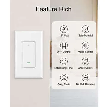 GHome Smart Switch,Smart Wi-Fi Light Switch for Lights Works with Alexa and Google Home 2.4Ghz, Single-Pole,Neutral Wire Required,UL Certified,Voice Control (4 Pack)