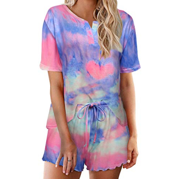 Stylish Ekouaer Tie Dye Pajamas Set for Women
