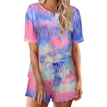 Stylish Ekouaer Tie Dye Pajamas Set for Women