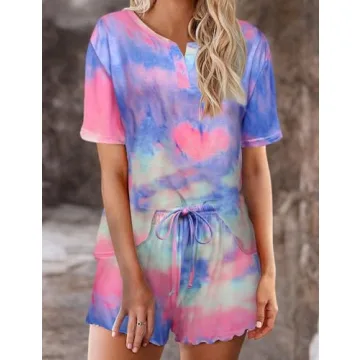 Stylish Ekouaer Tie Dye Pajamas Set for Women