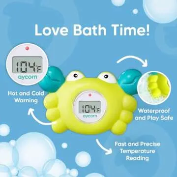 Aycorn Digital Baby Bath Thermometer - Fahrenheit Bath Thermometer Baby Safety - Water & Room Thermo...
