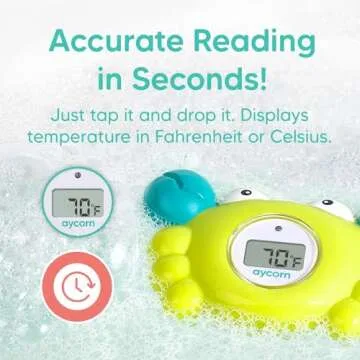Aycorn Digital Baby Bath Thermometer - Fahrenheit Bath Thermometer Baby Safety - Water & Room Thermometer with LED Display and Temperature Warning - Infant Baby Bath Toys Floating Toy Thermometer