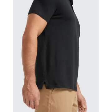 CRZ YOGA Mens Golf Polo Shirts Short Sleeve Moisture Wicking Athletic Shirt Sports Casual Pique T-Shirts Black Medium