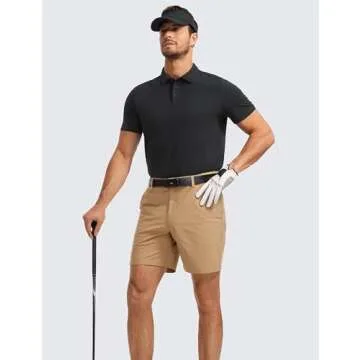 CRZ YOGA Mens Golf Polo Shirts Short Sleeve Moisture Wicking Athletic Shirt Sports Casual Pique T-Shirts Black Medium