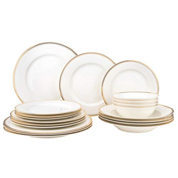 EURO Porcelain 20-Piece Dinner Set Service for 4 - 24K Gold Luxury Bone China