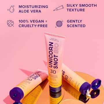 Unicorn Snot Glitter Sunscreen Lotion - SPF 30 Shimmer Sunscreen for Face & Body Glow - UVA/UVB Protection - Water Resistant, Cruelty Free - Made in USA - Rose Gold Shimmer