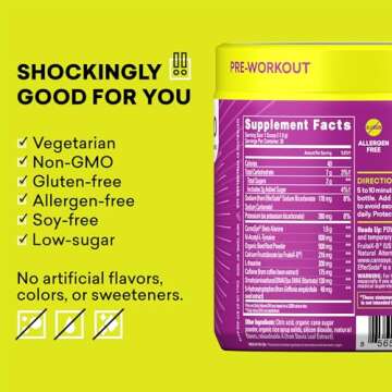 EBOOST POW Natural Pre Workout Powder - 20 Servings - Berry Melon Fizz - Pre Workout Supplement for Performance, Joint Mobility Support, Energy, Focus - Men & Women - Non-GMO, Gluten-Free, No Creatine