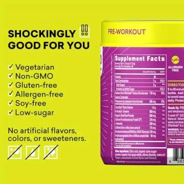 EBOOST POW Natural Pre Workout Powder - 20 Servings - Berry Melon Fizz - Pre Workout Supplement for Performance, Joint Mobility Support, Energy, Focus - Men & Women - Non-GMO, Gluten-Free, No Creatine