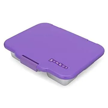 Yumbox® Presto Leakproof Stainless Steel Bento Box (Remy Purple), 4 compartments plus treat well, Lightweight, Premium Durable Materials, Silicone seal, Stainless Steel Tray, Easy open Latch