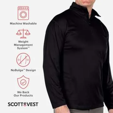 SCOTTeVEST Qzip Performance Pullover for Men - 3 Hidden Pockets - Moisture Wicking Quarter-Zip for T...