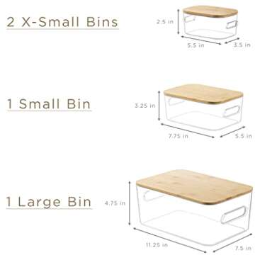Sorbus Organizer Bins, with Eco-Friendly - Bamboo lids, Kitchen Pantry Organization Storage bins, for fridge, freezer, Food Storage, containers for organizing, Cabinet Organizers