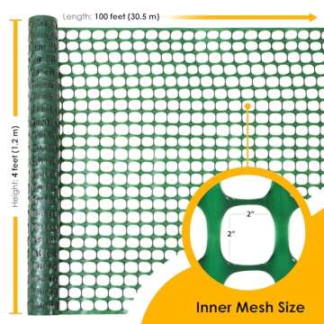 48-Inch x 100 Feet Green Mesh Temporary Fencing Roll for Yard and Garden Safety