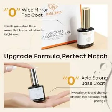 Modelones Gel Top Coat & Base with Cuticle Oil Set