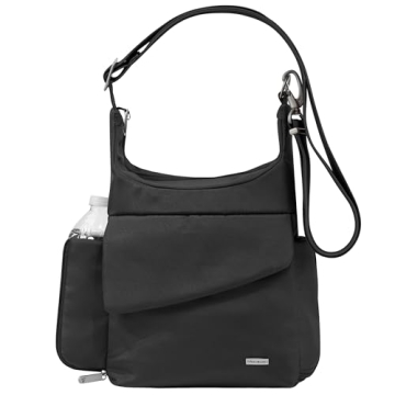 Travelon Anti-Theft Classic Messenger Bag, Black, 9" x 12.5" x 3.5" Center Height:9.5"