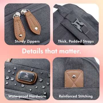 Dikaslon Diaper Bag Backpack with Portable Changing Pad, Pacifier Case and Stroller Straps, Large Unisex Baby Bags for Boys Girls, Multipurpose Travel Back Pack for Moms Dads, Dark Gray