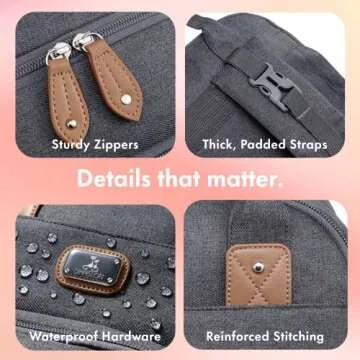 Dikaslon Diaper Bag Backpack with Portable Changing Pad, Pacifier Case and Stroller Straps, Large Unisex Baby Bags for Boys Girls, Multipurpose Travel Back Pack for Moms Dads, Dark Gray