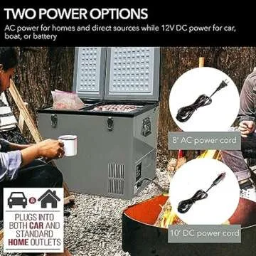 Whynter 62 Qt. Portable Refrigerator / Portable Freezer for Travel - Chest Freezer / Fridge for Car, Camping, RVs & More, -8°F to 50°F Temperature Range, AC 110V/ DC 12V, FM-62DZ, Gray