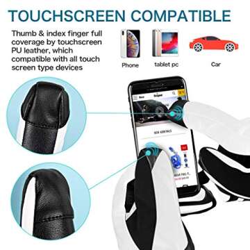 Unigear Ski Gloves Waterproof Touchscreen Snowboard Gloves, Warm Winter Snow Gloves for Cold Weather, Fits Both Men & Women (White, 5)
