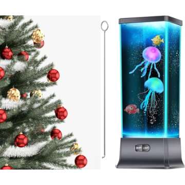 COLORLIFE Cool Jellyfish lamp Sensory Synthetic Realistic Jelly Fish Tank Aquarium Mood Lamp for Home Office Decor Gifts for Kids Women Men Birthday Christmas Holiday Presents