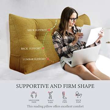 BNCKTRD Headboard Pillow Wedge King Size Large Bolster Pillow for Bed Triangle Reading Pillow Back S...