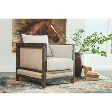 Signature Design by Ashley Copeland Distressed Rustic Accent Chair, Beige & Brown