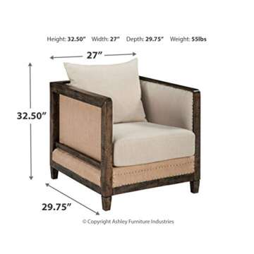 Signature Design by Ashley Copeland Distressed Rustic Accent Chair, Beige & Brown