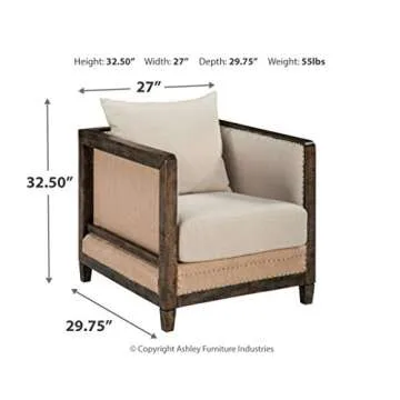Signature Design by Ashley Copeland Distressed Rustic Accent Chair, Beige & Brown