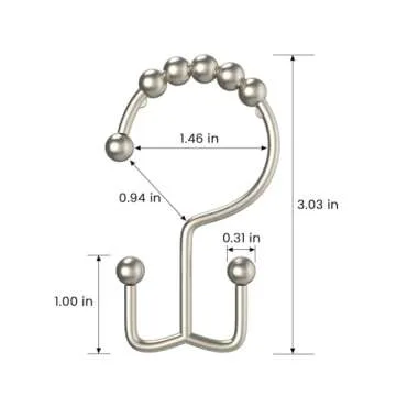 BATHDESIGN Shower Curtain Hooks Rings, Rust Proof Stainless Steel Shower Curtain Hooks Double Sided ...