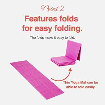 Primasole Folding Travel Yoga Mat Foldable light weight Easy to carry to Workout Fitness Class Beach Park Travel Picnics 4mm thick Azalea Pink Red Color PSS91NH027A