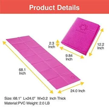 Primasole Folding Travel Yoga Mat Foldable light weight Easy to carry to Workout Fitness Class Beach Park Travel Picnics 4mm thick Azalea Pink Red Color PSS91NH027A