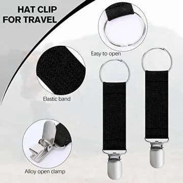 20 Pieces Elastic Hat Clips for Travel, Fabric Luggage Bag Hat Clip Hanging Dress Clips Outdoor Friendly Attacher Cap Holder for Kids Adults