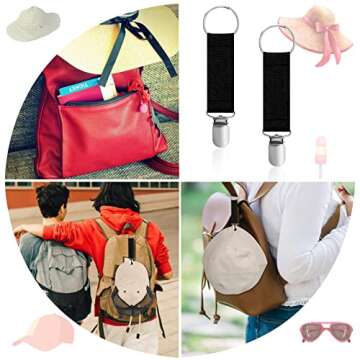 20 Pieces Elastic Hat Clips for Travel, Fabric Luggage Bag Hat Clip Hanging Dress Clips Outdoor Friendly Attacher Cap Holder for Kids Adults