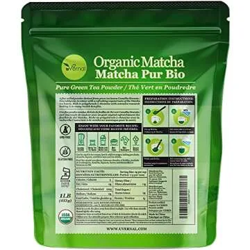 Organic Matcha Green Tea Powder (1 Lb) - 100% Pure Matcha for Smoothies Latte and Baking - Easy to Mix - Kosher Pareve