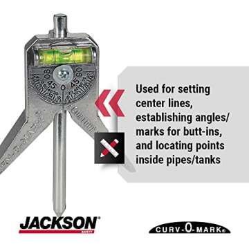 Jackson Safety Pipe Marker Centering Tool - Standard 4" Y-Type Head, Measure Pipes 0.5" and Above - Curv-O-Mark Standard 6