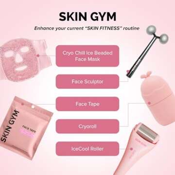 Skin Gym Ice Roller for Face, Depuffing & Cooling Tool, Minimizes Pores & Soothes Skin, Cold Therapy for Glowing Complexion