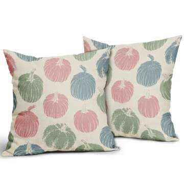 Aytipun Pink Blue Green Pumpkin Fall Pillow Covers 24x24 Set of 2 Autumn Harvest Print Thanksgiving ...