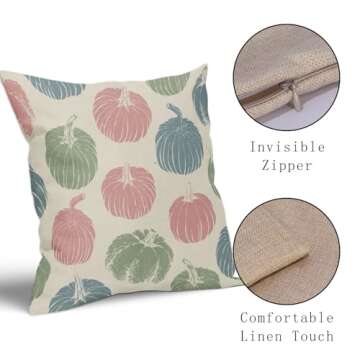 Aytipun Pink Blue Green Pumpkin Fall Pillow Covers 24x24 Set of 2 Autumn Harvest Print Thanksgiving Decorative Throw Pillows Outdoor Farmhouse Cushion Case Seasonal Decor for Couch Sofa Bed