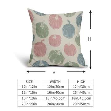 Aytipun Pink Blue Green Pumpkin Fall Pillow Covers 24x24 Set of 2 Autumn Harvest Print Thanksgiving Decorative Throw Pillows Outdoor Farmhouse Cushion Case Seasonal Decor for Couch Sofa Bed